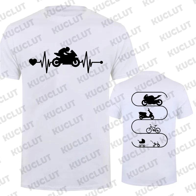 Men T-Shirt Motorcycles Evolution ECG Graphic Y2k Tops Funny Hip Hop Streetwear Two-sided Short Sleeve Tees Oversized Clothing