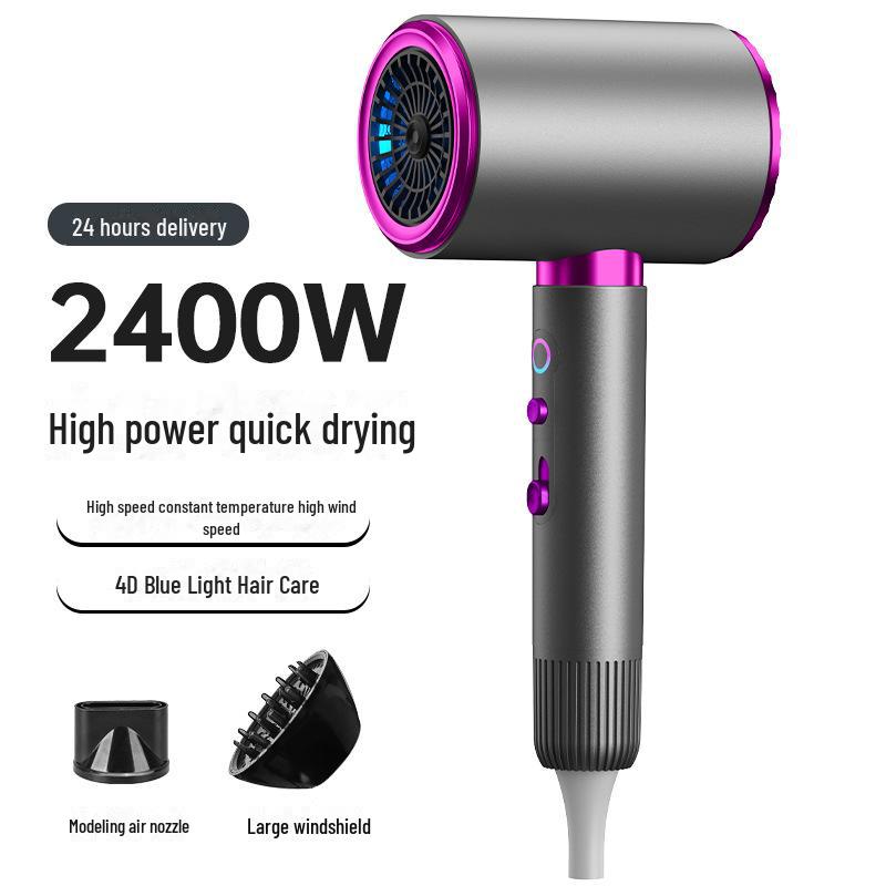 Cross-Border High-Speed Hair Dryer - Powerful Household & Salon Use, Blue Light Feature, Hot & Cold Settings.