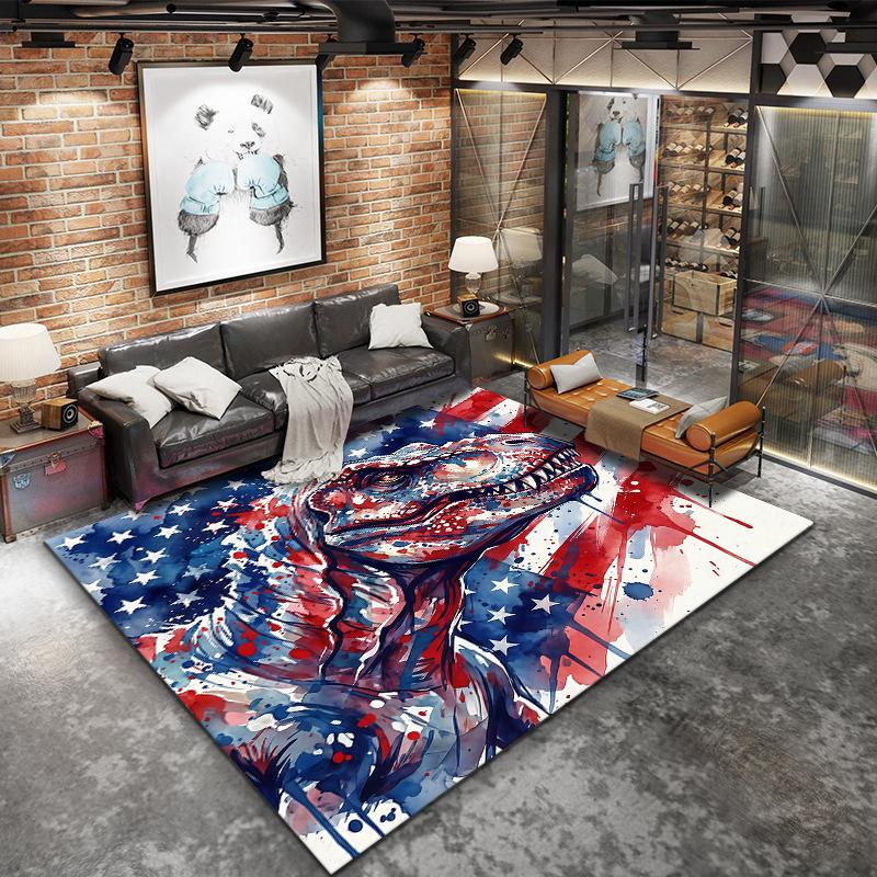 American Flag Animals Pattern Square Carpet,Area Rug,Carpet Rug for Living Room Bedroom Sofa Playroom Decor,Non-slip Floor Mat,Holiday Birthday Gifts