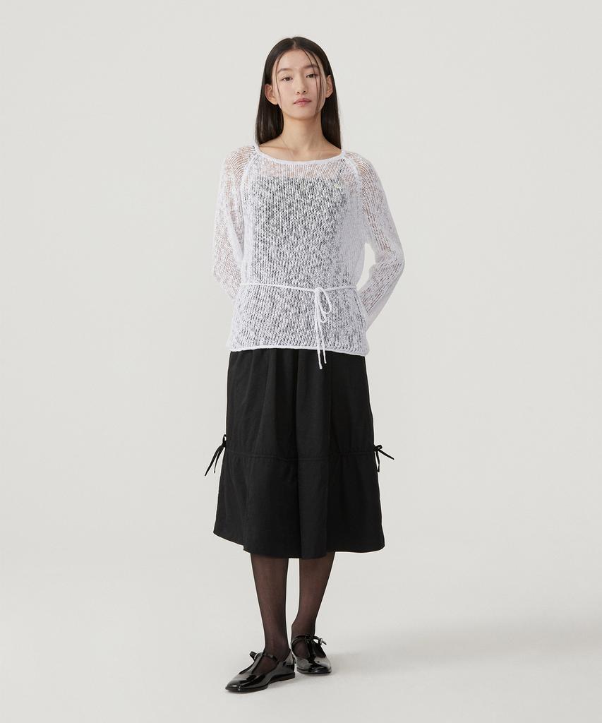 COVERNAT WOMAN Crochet Round Neck Knit White