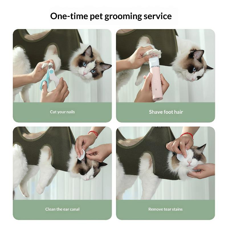Ammaca per toelettatura animale domestico per cane gatto taglio unghie toelettatura sacca di contenimento con ganci aiuto antigraffio per alimentazione bagno pelo