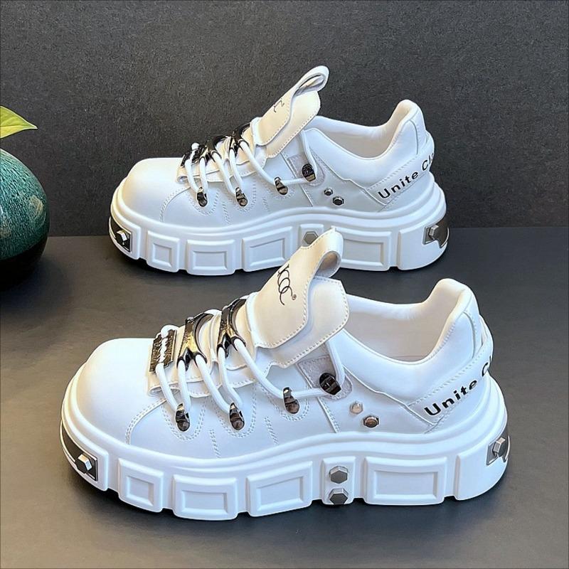 Fashion Men's Fashion Platform Sneakers Men Punk Muffin Shoes Male European Style Designer Leather Shoes Outdoor Trendy Cool Model Shoes