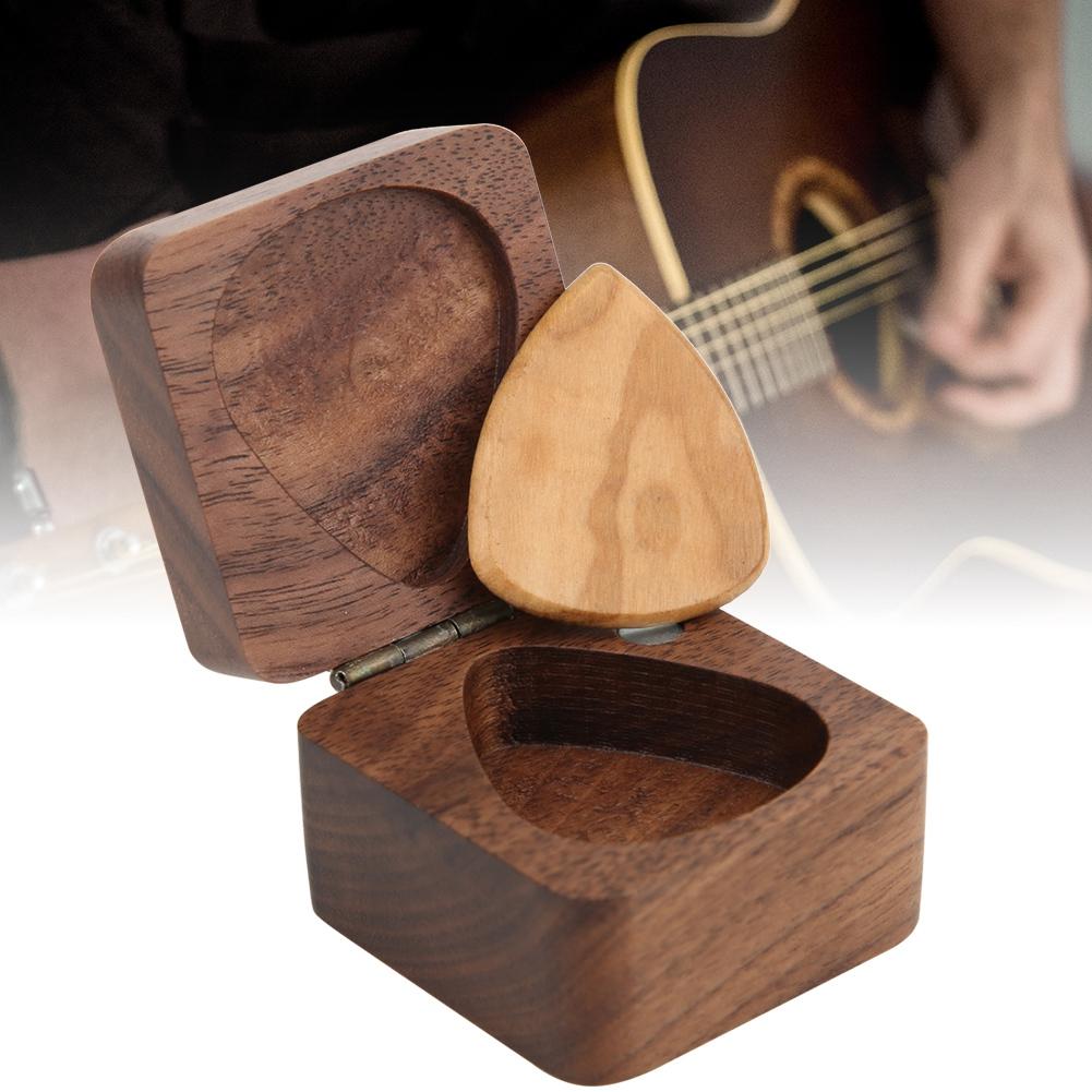 Wooden Guitar Picks Case Holder Container Cubic Plectrum Storage Box Guitar Parts