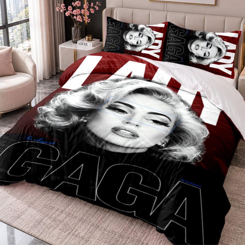 Lady Gaga 3Pcs Bedding Set Duvet Cover With Two Pillowcases For Bedroom Home Decoration