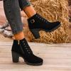 Retro Women Ankle Boots 2024 Hot Plus Size Shoes Female Modern Women's Boots Casual Round Toe Chunky Heels Side Zip Shoes Women