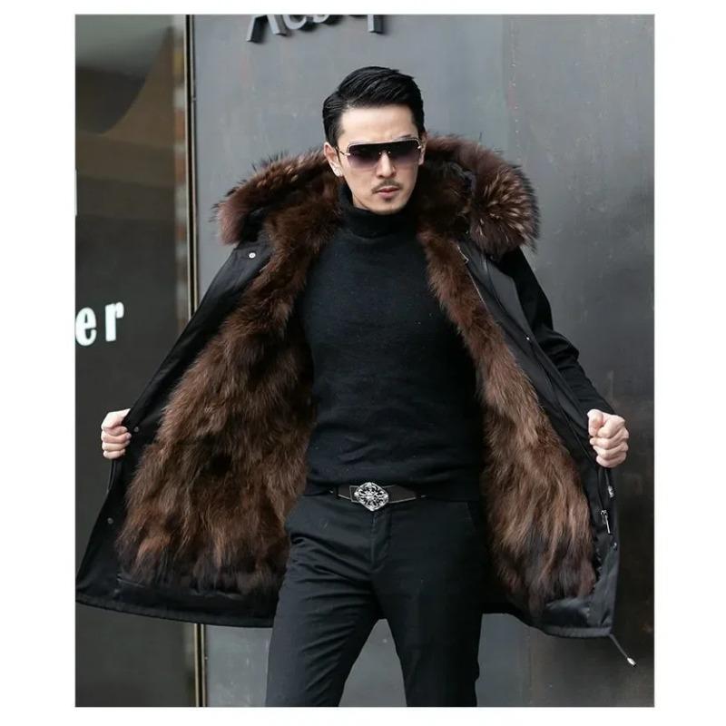 New Style Overcomes Men's Mink Inner Tank Winter New Item B Warm Fur Integrated Coat Imitation Mink Fur Medium Long Fur Coat