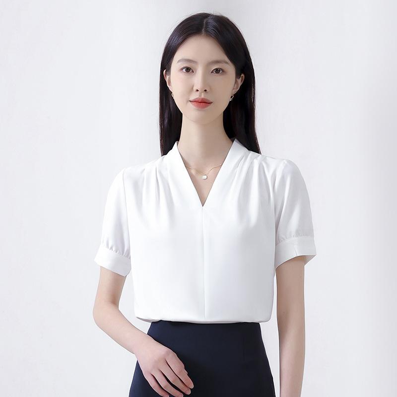 

Women Blouse Party Elegant Short/Long Sleeve Tops for Work Fashion Casual V-Neck Loose T-Shirt Tops Plus Size XXXXL