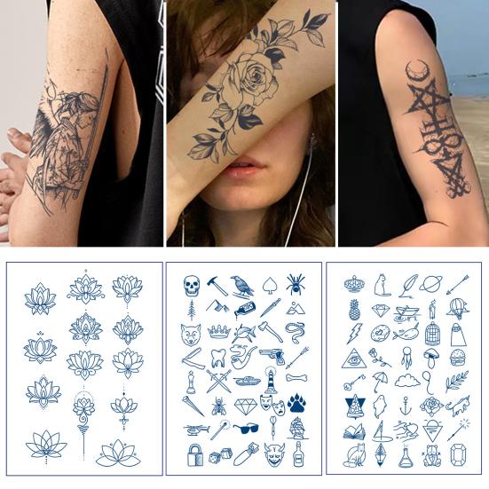 Herbal Temporary Tattoo Stickers Cartoon Image Temporary Tattoos Fake Body Arm Chest Shoulder Tattoos for Semi-Permanent Body Art