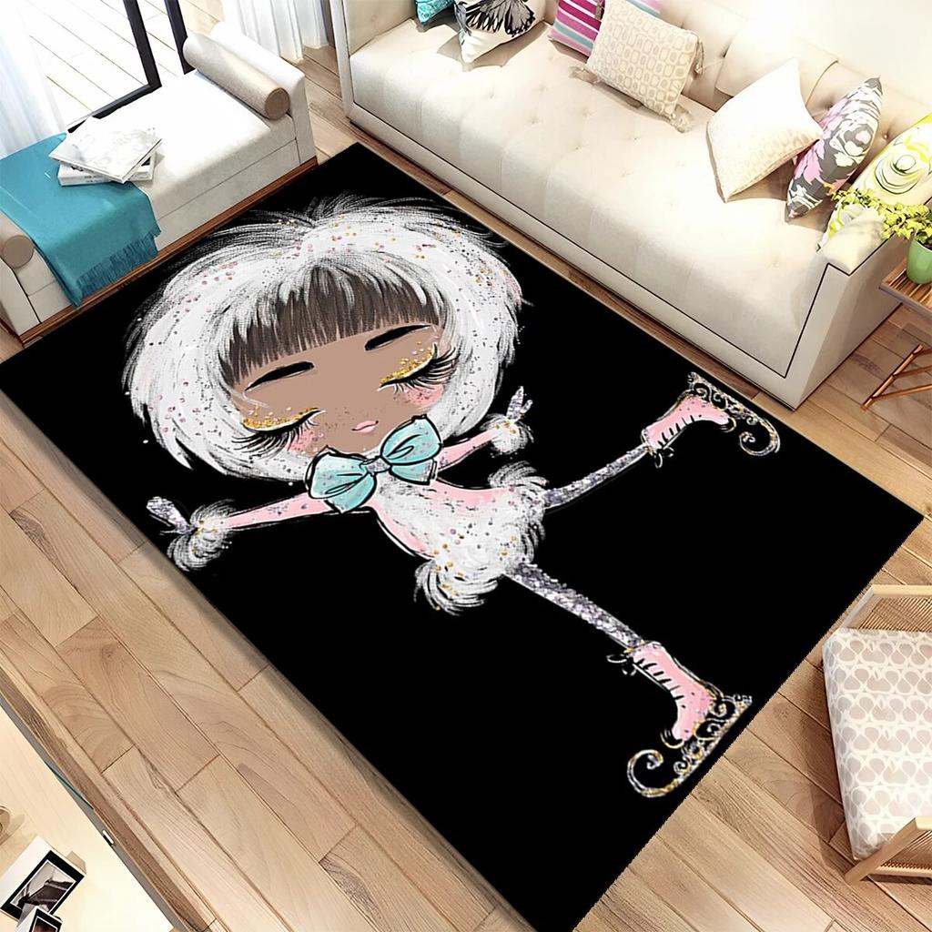 Cute Ballet Girl Ballerina Fairy Cartoon Area Rug,Carpet for Living Room Bedroom Sofa Doormat Decoration, Kid Non-slip Floor Mat