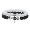 8Mm White Pine Volcano Stone Couple Bracelet Set, Hot Selling Cross Astronaut Pendant Elastic Bracelet