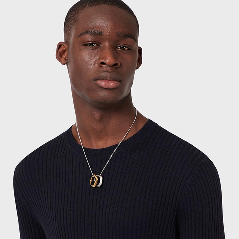 Emporio Armani Stylish Irregular Pendant Hollow Necklace Unisex Necklace EGS2709040