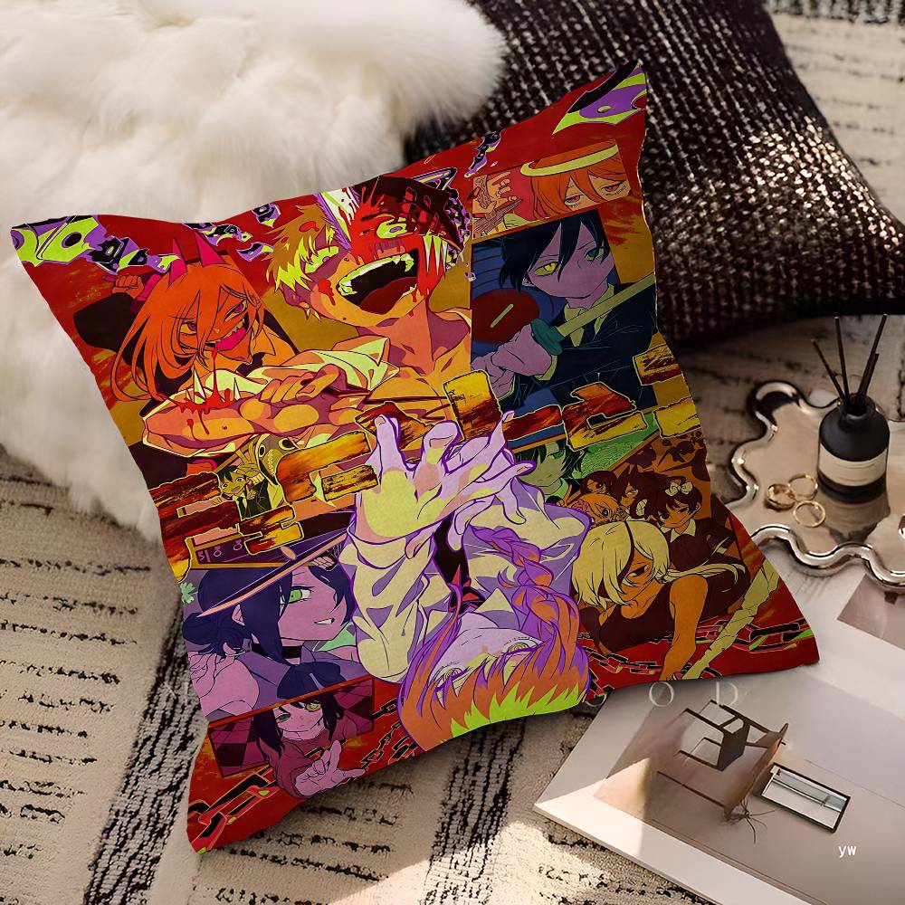 Anime Chainsaw Man Lucky Dragon Pillow Cover Sofa Cushion Cover Home Room Decoration Children Gift