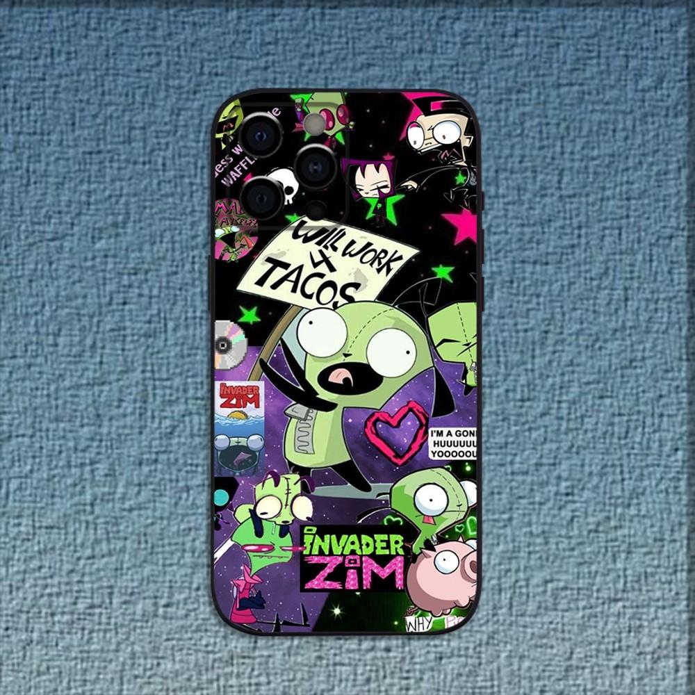 Cartoon I-Invader Zim Gir Phone Case For iPhone 16,15,14,13,12,11,Pro,X,XS,Max,XR,Plus,Mini Soft Black Cover