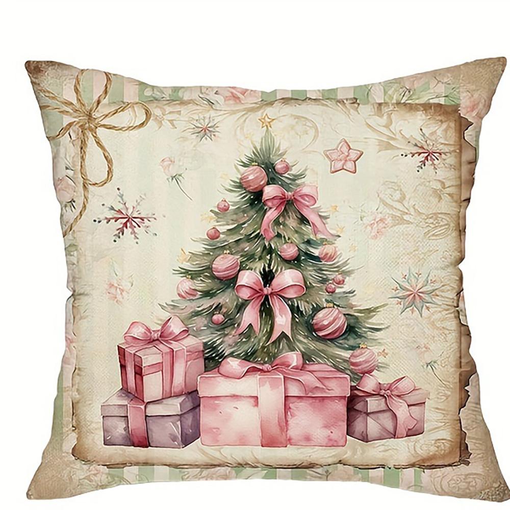 Christmas Themed Pillow Covers: Tree, Snowman, Santa, and Truck Designs Sofa Room Cushion Cover Home Decoration New Year Gift