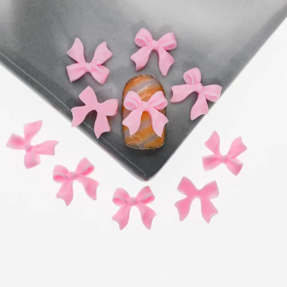 White Ribbon Resin Bow Nail Charm Parts 3D Rhinestone Nail Art Decoration Accessories Supplies for DIY Korean Manicure Design