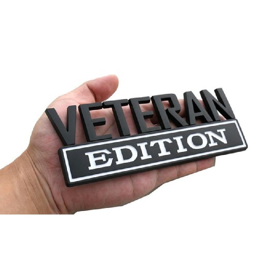 1x VETERAN Edition Decals Car Sticker 3D Raised Letter Emblem Black White