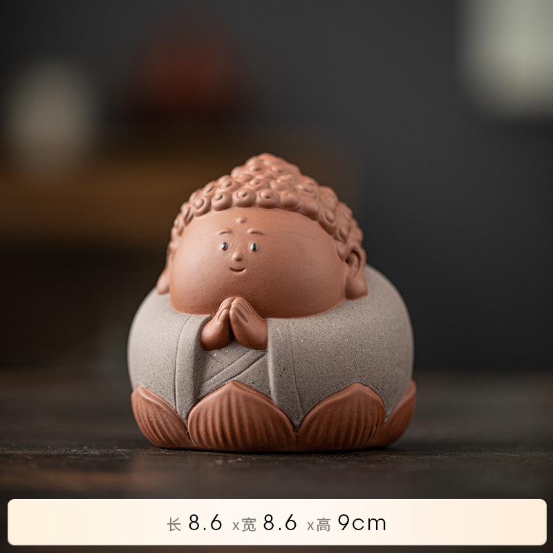 Mini Buddha Figurine Tea Pet Yixing Clay Cute Guanyin Statue Home Desk Decor for Zen Tea Lover
