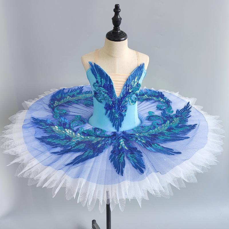 Girl Professional Ballet Tutu Dance Dress Performance Costume Kids Ballerina Dancewear White Swan Lake Pancake Princess Dresses