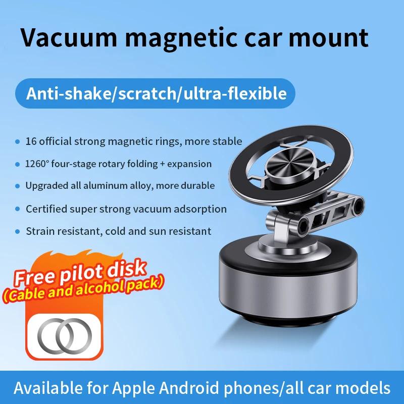 

Vacuum Magnetic Car Phone Holder, Universal Suction Cup, Mirror Gym Bath Shower Stand for iPhone 16 15 14 13 12 Pro Max Samsung серый