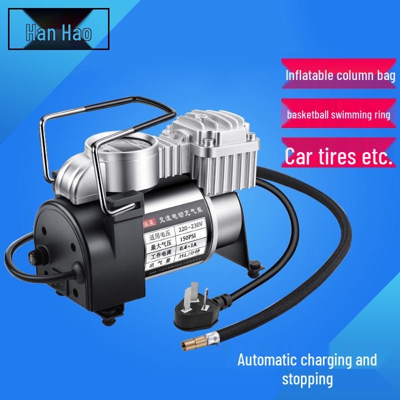 220V Metal Air Pump for Tires, Balloons, Basketballs, and Cars