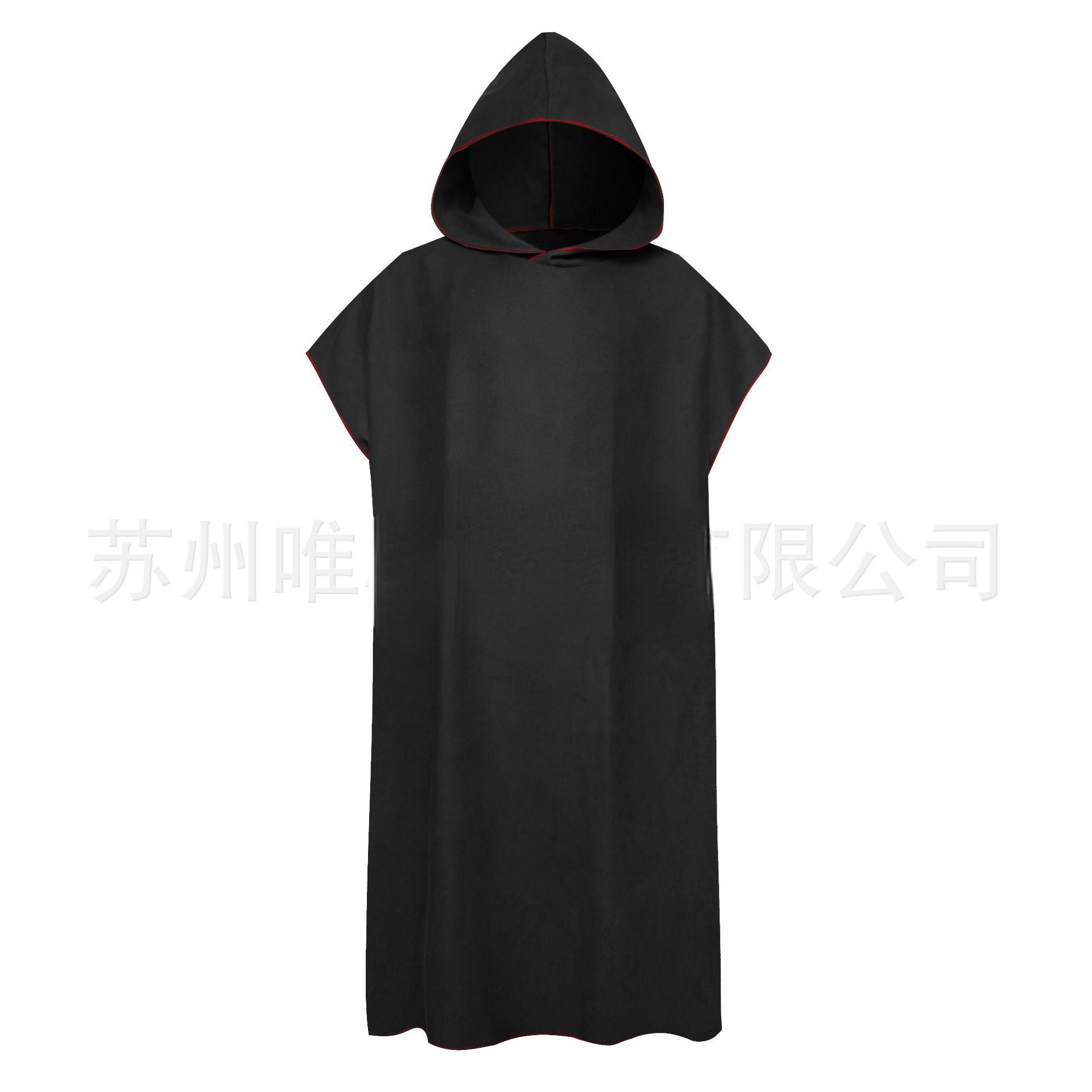 

Пляжний халат з мікрофібри, який швидко висихає, водопоглинаючий для дорослих, з капюшоном 109*88CM чорний