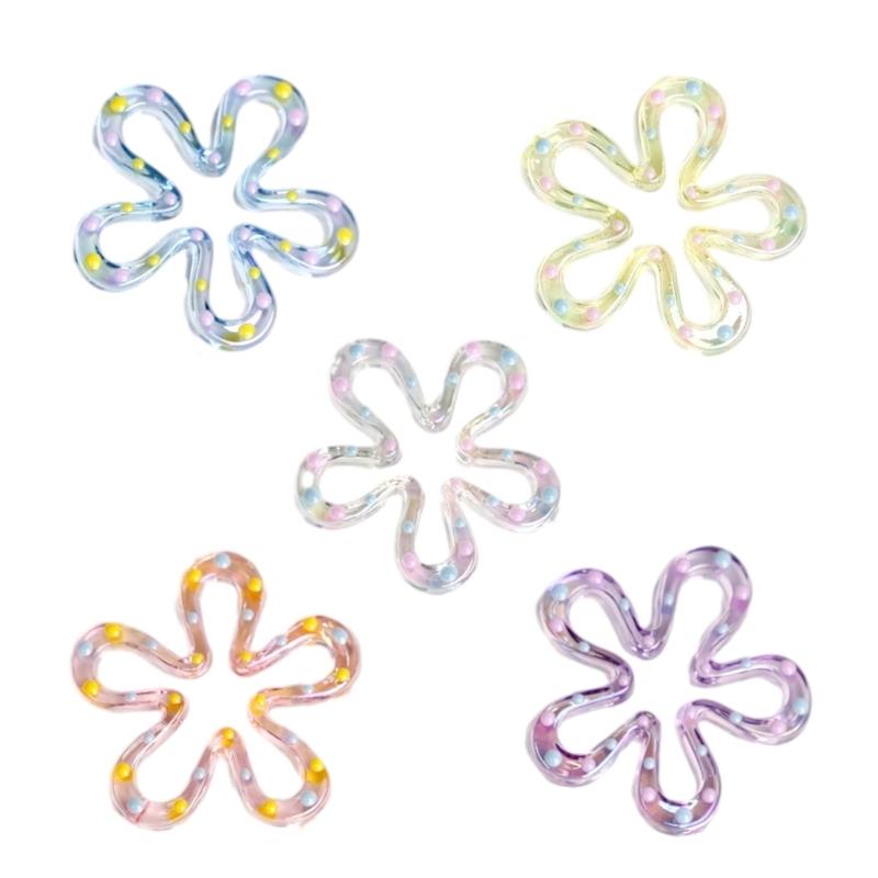 Resin Five-Petal Flower Loose Beads Double Side Flower Charm Pendant DIY Accessories Necklaces Earring Jewelry Making