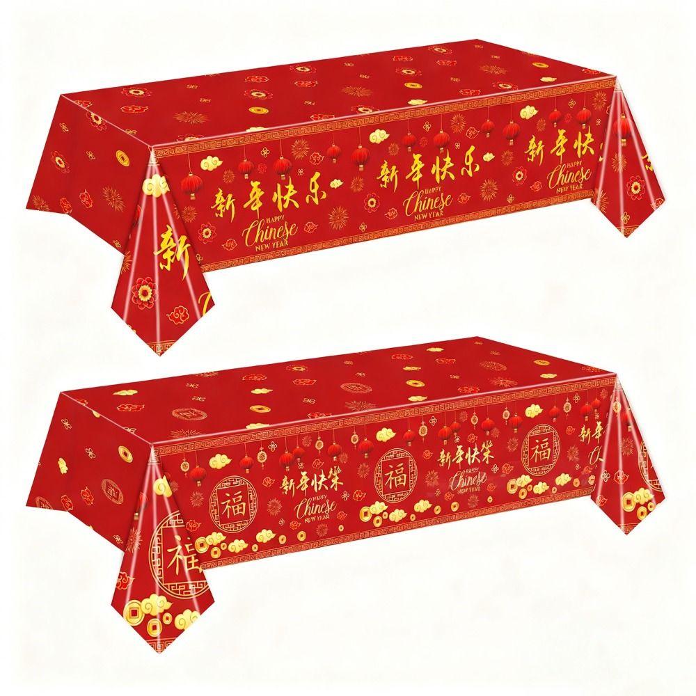 Bronzing Chinese New Year TableCover Plastic New Year Eve Decor  Chinese New Year