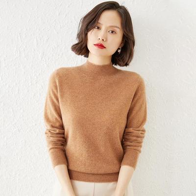 Autumn Winter Women Sweater Female Loose Cashmere Sweater Long Sleeve Bottom Knitted Sweater Half Turtleneck Sweaters Pullover