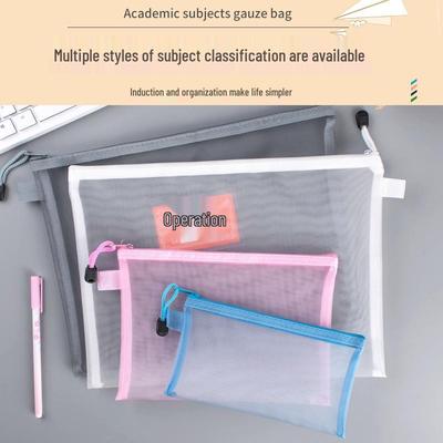 Borsa Portadocumenti in Rete di Nylon Trasparente A4 - Archivio Test, Conservazione Documenti, Astuccio per Studenti, Busta con Zip per Ufficio (A5/A6)