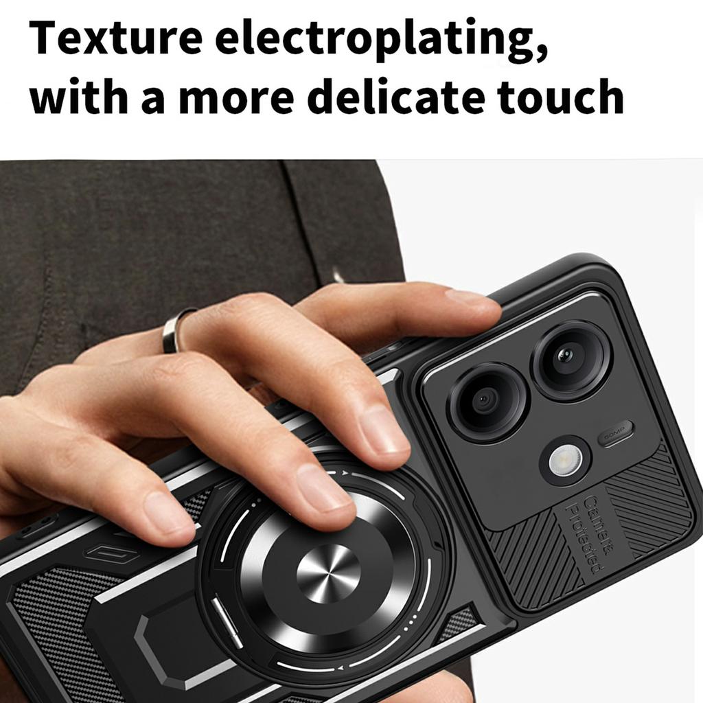 Dla Xiaomi Redmi Note 14 4G (163.25mm) Magnetyczne etui obrotowa podpórka TPU+PC pokrowiec na telefon