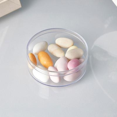12Pcs Clear Round Ps Candy Box 8Cm Lid Transparent Organizer for Cookies Candies Jewelry Beads Wedding Favor Party