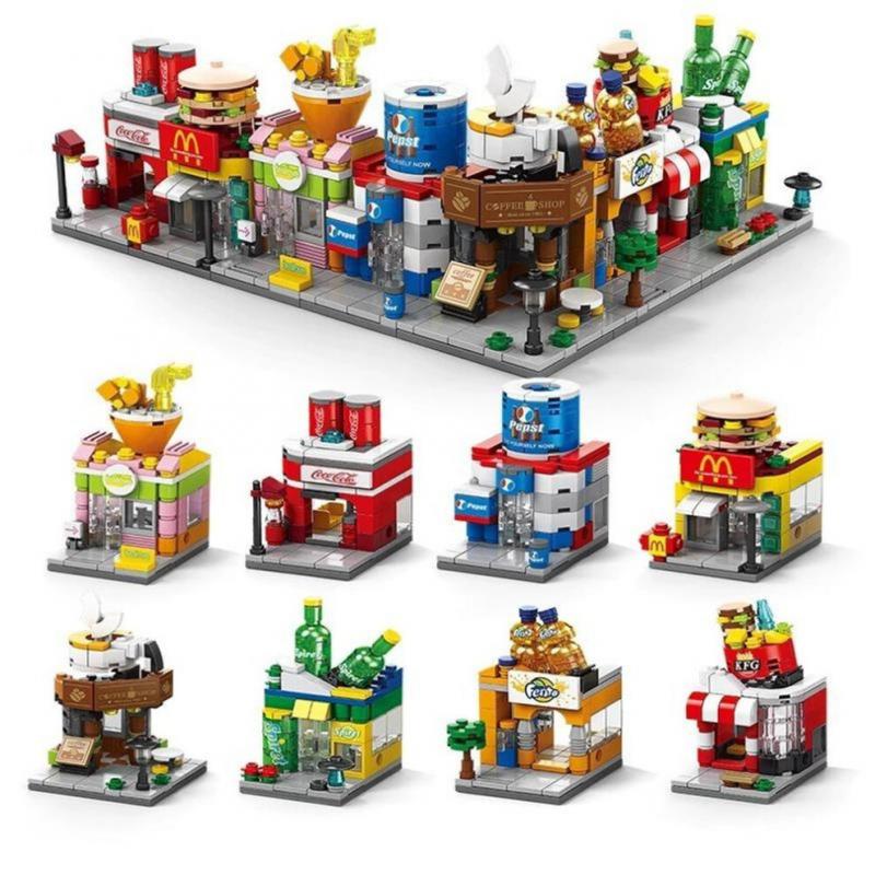 Coke Shop Street View Assembled Block Puzzle City Building Model Children's Gift Toy