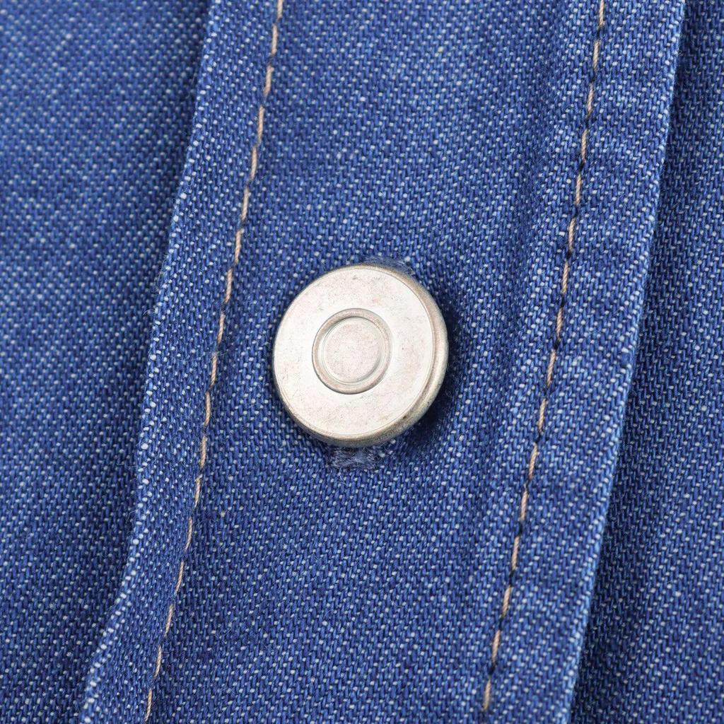 2025 Spring Women's Denim-Look Cotton Point Collar Long Sleeve Shirt (European/American Style)