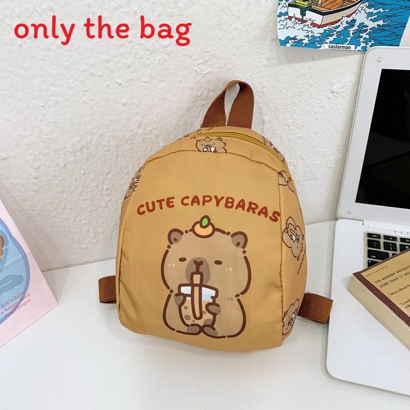 Capybara Cute Drinking Milk Tea Burger Toast Cake Cartoon Pattern Kid Backpack