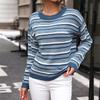 Women's Fashion Casual Stripe Print Autumn Winter Long Sleeve O-Neck Sweaters