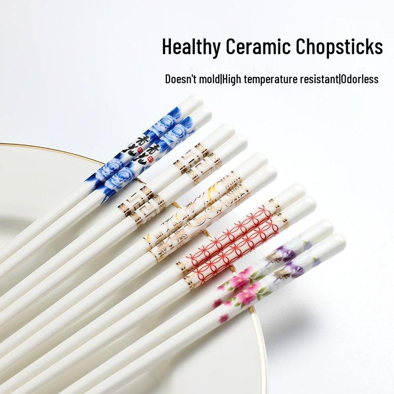 Jingdezhen Keramik Essstäbchen: Schimmelresistent, Rutschfest, Langlebig, Hitzebeständig, Leicht zu Reinigen, Verformungsbeständig, Umweltfreundlich für den Heimgebrauch