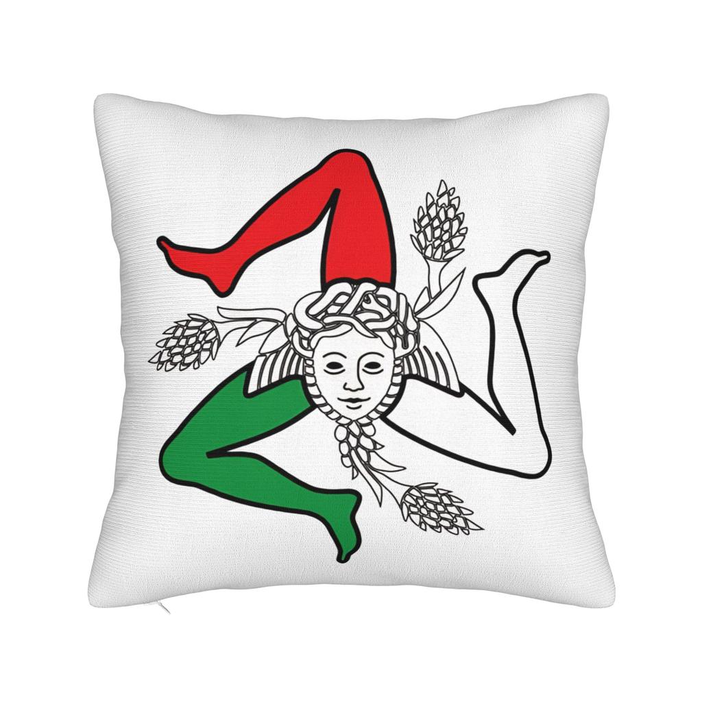 Sicilia Map Square Pillow Case Polyester Cushions for Sofa Trinacria of Sicily Casual Pillowcover Home Decor