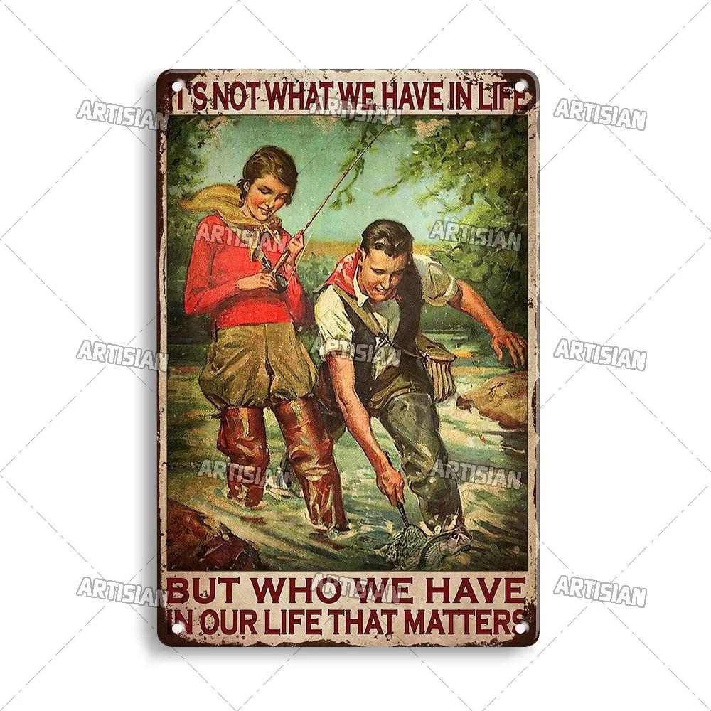Boy Who Loved Fishing Metal Sign, Gift for Fisherman 20x30cm