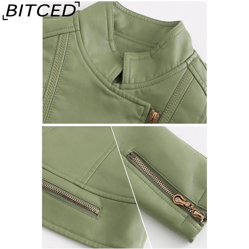 BITCED Women's Spring/Autumn Fashion PU Leather Jacket - Lightweight Spring/Autumn Short Jacket for Women S-4XL Casual Wear - Chic Style