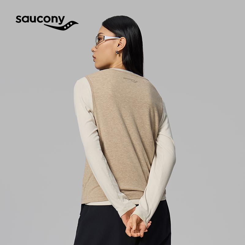 SAUCONY Removable Merino Tencel Crew Neck Simple T-Shirt Women Tops SA1250LT82L
