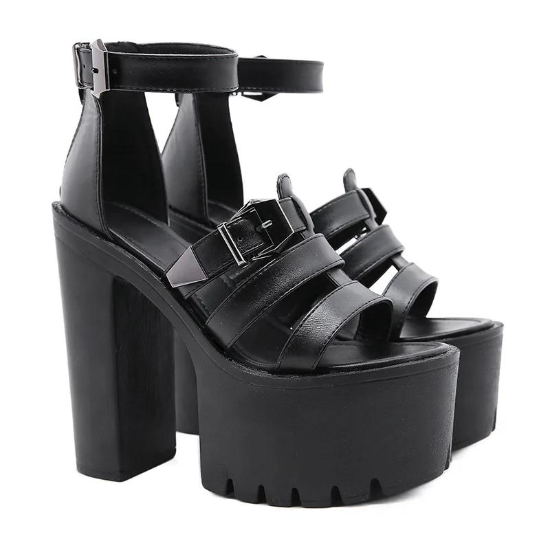 Fashion Plus Size 35-43 Sandals For Women 2025 Summer New Platform High Heels Belt Buckle Wedges Ankle Strap Roman Sandals Female