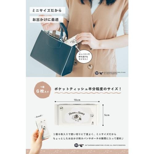 Shaun the Sheep Wet Wipes, Limited Edition Design, Thick, Portable Size [Ultra-Compact, Business Card Size], Towel-Like Thickness, Large, Pack of 6, M