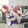 1pc Nekopara Azuki Anime Throw Blanket, Kawaii Cat Maid Girl Flannel Blanket, Soft Cozy Bedding for Bedroom, Anime Fan Gift,