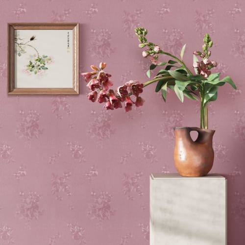 CRE8TIVE Floral Wallpaper Stickers, Pink, Self-Adhesive Wallpaper, 30x900cm, Embossed PVC, Cutting Sheet, for Applying Over Fusuma Doors, Self-Adhesiv