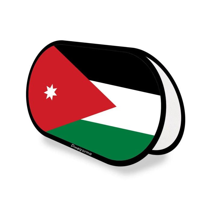 Drapeau Ovale - Jordanie - 70 x 120 cm - Polyester - Impression recto/verso - Pliable rétractable