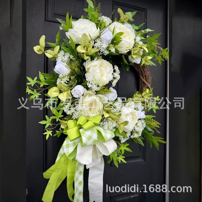 Easter Wreath Decor With Artificial Daisies Sunflowers Door Wall Hanging Home Party Decoration