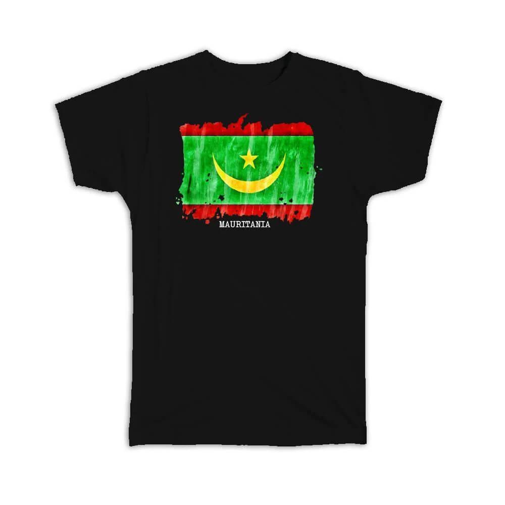 Gift T-Shirt : Mauritania Flag Africa Travel Expat Country Watercolor 3XL