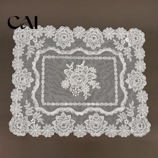 Vintage Floral Lace Placemats Retro Placemat, White Doilies, Embroidered Table Mat, Washable Pads for Small Tables Sheer Mesh Doily Tea Cup,