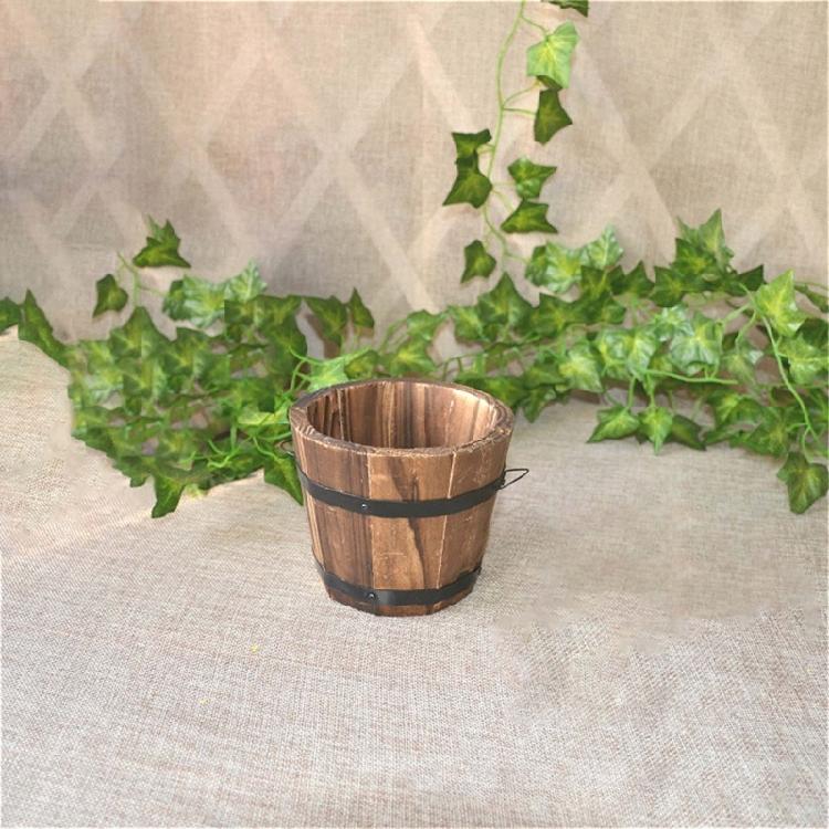 Carbonized Wood Plant Pots Flower Bucket for Garden Farmhouses Home Decorations