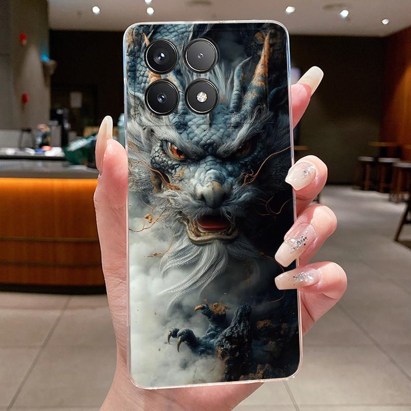 

Casing For Redmi K70 K70E K70pro Poco F6 Pro Case Transparent Cover Luxury Dragon Cute Cool Boys Girls Soft Silicone Phone Cases Redmi K70 Pro